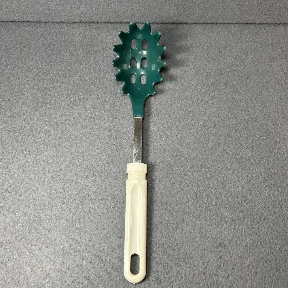 Vintage‎ Green Pasta Serving Spoon Mid-Century Kitchenware